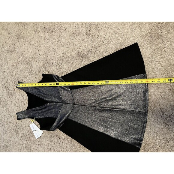 BCBG Generation Black Gunmetal Combo Metallic Sleeveless Dress Size 6 NWT - Picture 12 of 12